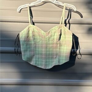 Forever 21 Green Plaid Corset Top